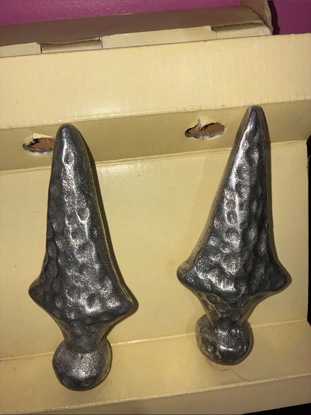 NWT Pier 1 Silver Textured Curtain Finials- Pair